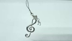 【Y】1/2Pcs Y2K Vintage Musical Note Mobile Phone Lanyard Trendy Metal Musical Note Phone Chain Keyring Charm Pendant Gifts
