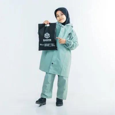 Jas hujan anak pria wanita jas hujan karakter blackfor bahan tebal kuat anti bocor