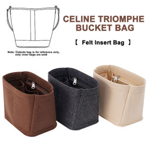 Felt Insert Bag Organizer For Celine Triomphe Bucket Cosmetic Bag Handbag Shaper Bag Makeup Travel Inner Purse