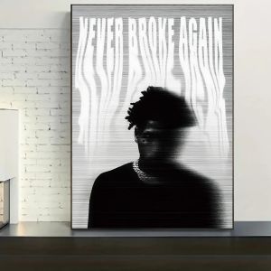 BILIBILI | NBA YoungBoy "Never Broke Again" Poster Black & White Glitch Wall Art Hip Hop Room Decor