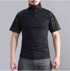 1/4 Zipper Army Outdoors T Shirt Long Sleeve Combat Shirt Tactical Mens Clothing Training Hunting Clothes Hiking Shirt Work Wear