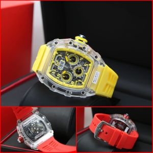 COD Crono aktif 3 JAM TANGAN PRIA Tali rubber mesin transparan
