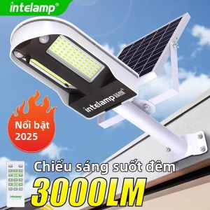 intelamp | Đèn Đường Năng Lượng Mặt Trời Intelamp 12500mAh Đèn Pha LED Ngoài Trời Với Tấm Pin Năng Lượng Mặt Trời Siêu Lớn Dành Cho Bãi Đỗ Xe Sân Hiên - Tuổi Thọ Pin Dài Chống Nước IP65 Chất Liệu ABS