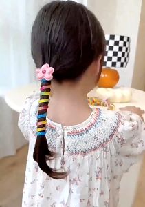 Ikat Rambut Spiral Rainbow Flower Ribbon Karet Ulir Curly Kunciran Rambut Anak Dewasa Korean Style Aksesoris