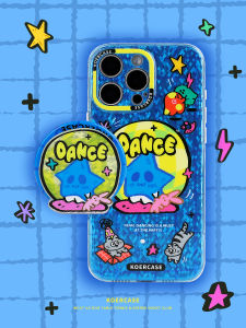 KOERCASE Sparkling Party Focus Blue Magnetic Ghost Phone Case Sweet Cartoon Illustration Graffiti Style Compatible with  1615ProMax14Pro