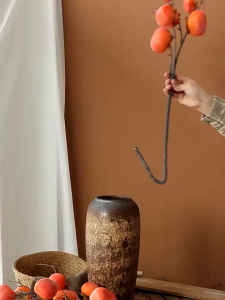 Cành Quả Hồng Nhựa 7 Trái Trang Trí – Cành Hồng Nhựa PE Giống Thật 90% Decor Nhà Cửa Tết