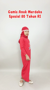 CF Kids Gamis Anak Perempuan Print DTF Edisi Dirgahayu 80 Tahun Indonesia Merdeka Limited Edition