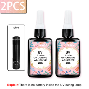 LOOLIFL | LOOLIFL UV Curing Adhesive Shadowless Glue High Transparent UV Resin For for Glass Acrylic Crystal Jewelry Making DIY Crafts 50G