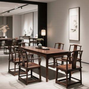 New Chinese Style Solid Black Walnut Wood Dining Table And Chair Set Office Desk Rectangle Big Board Tea Table Home Furniture