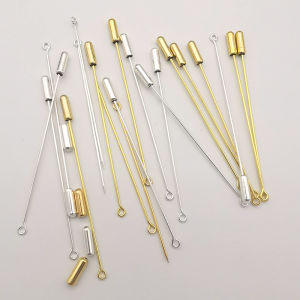 9 Word Needle 1 Bar Shaped Pin Mesh Plate Copper Parts Handmade Brooch Brooch Long Pin Receptacle Fabric Plug Plug Cap