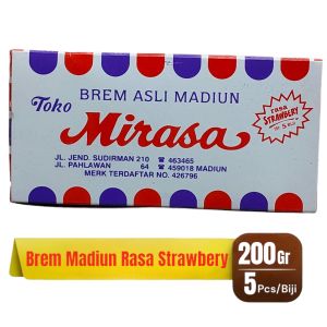 Brem Mirasa Madiun Rasa Strawbery Isi 5Lempeng Camilan Sehat Oleh Oleh Khas Kota Madiun