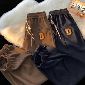 กางเกงลำลองสไตล์ย้อนยุคฤดูร้อนไซส์ใหญ่ 300 ปอนด์ กางเกงขายาวทรงหลวมสไตล์ฮาราจูกุสำหรับผู้ชายและผู้หญิง ทรงหลวม ผูกเชือก แฟชั่นสตรีท