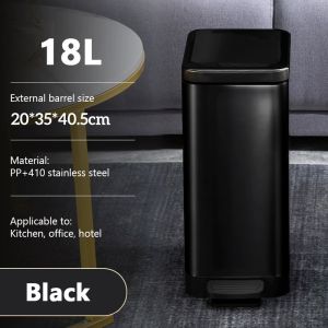 10L/18L | Narrow-Fit Stainless Steel Dustbin with Lid and Foot Pedal Large Capacity