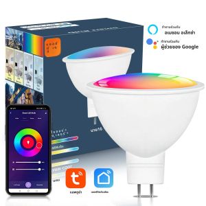 สมาร์ท MR16 หลอดไฟ LED หรี่แสงได้เปลี่ยนสี 12 โวลต์ Gu5.3 Bi-Pin ฐาน RGB หลอดไฟ LED ทํางานร่วมกับ Alexa ปรับ 16 ล้านสี