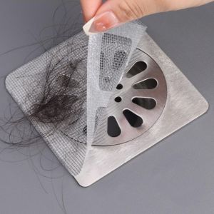 GOODOO 30Pcs Anti-blocking Disposable Floor Drain Sticker Sink Strainers Mesh Shower Drain Cover Quality Sticky Filter Mesh Stickers Bathroom