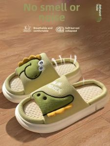 Womens Linen Slippers Summer New Home Indoor Couple Use Silent Thick Bottom Anti-Slip No Foot Odor Breathable Daily Casual