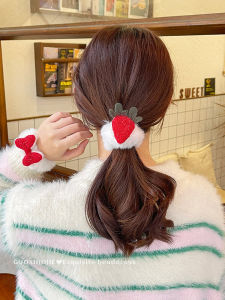 Măng Tây Nhung Lông Cừu Màu Đỏ Dễ Thương Có Thắt Lưng Đàn Hồi Cho Phụ Nữ Phụ Kiện Tóc Mùa Đông 2021 Thắt Lưng Đàn Hồi Không Để Lại Dấu Vết