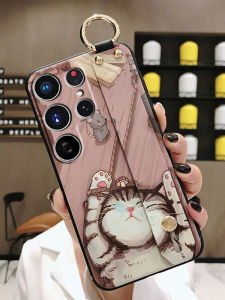 Samsung S23 ULTRA Phone Case Silicone Cartoon Matte Full Edge Protection Sculpture Wristband Compatible A54 5G A55 A56 for Couples