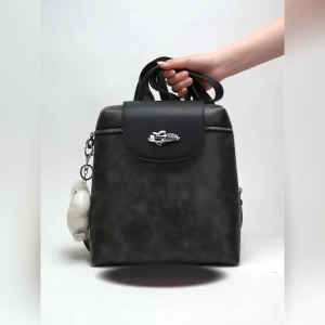 onetime Cute Puppy Backpack Large Capacity Handbag Solid Color Leather Student Zipper Adjustable Shoulder Strap