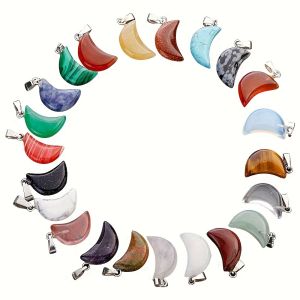 10 natural stone crescent-shaped pendants multi-colored energy crystal accessories suitable for handmade items such as necklaces