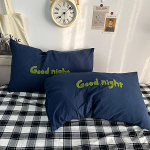 Simple Ins Style Letter Towel Pillowcase Pair Pure Color Home Use Student Dormitory Single Person Pillow Cover Polyester