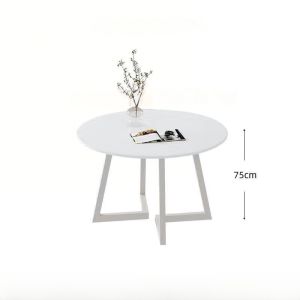 Modern Simple Creamy Style Rock Board Dining Table And Chair Set round Home Use Table And Chairs Combination for Eating
