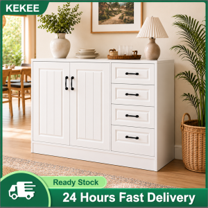 KEKEE Dining Cabinet Sideboard Storage Cabinet Shoe Rack Multi-functional Modern Striped Livingroom Dinding Penerima Lemari Kayu Ruang Tamu 储物柜