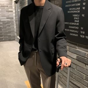 Casual Small Suit Coat Mens Spring and Autumn Korean Style Trendy Loose Lightly Mature Pu Handsome Fancy Suit Top