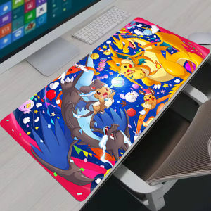 Bandai | Mouse Pad Anime Gaming P-Pokemon Charizard Gamer Cabinet Mouse Mat P-Pikachu Keyboard Mousepad Lock Edge Computer Desk Mat