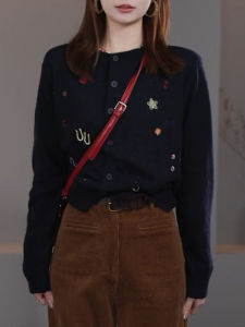 QINGNAER | Stylish Loose Casual Womens Knitwear With Black Embroidery