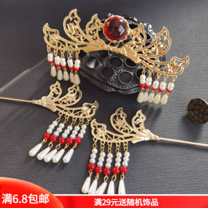 อุปกรณ์ตกแต่งผมสไตล์โบราณสำหรับเด็กผู้หญิง มงกุฎนก ตกแต่งขนสัตว์ ตกแต่งด้วยโลหะผสม ทองคำชุบทองแดง