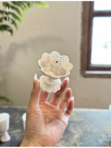 Fuyao Cherry Blossom Pink Glaze Lotus Incense Burner Small Line Incense Holder Versatile Spring Summer Series Desktop Decoration