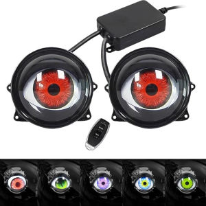 NEW 12-36V Dynamic Devil Eyes LED Car Headlights 3 Inch Remote Control Retrofit Headlight Assembly Auto Modified Eagle Eye Light