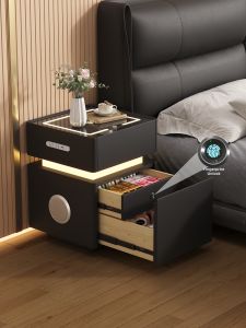 SAMEDREAM | Fingerprint Lock Solid Wood Nightstand Multifunctional Mini Bedroom Speaker