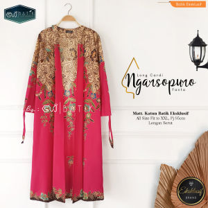 Long Cardi Wanita Motif Batik Model Outer Lengan Panjang