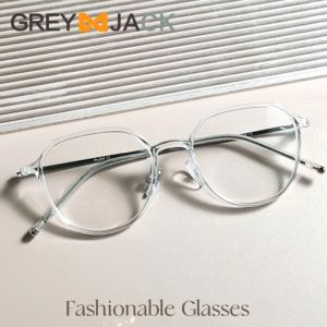Grey Jack Kacamata Antiradiasi Blueray Tr+Metal Bentuk Oval Simple Fashion Pria dan Wanita Bisa Minus Blueray Photocromic 8137