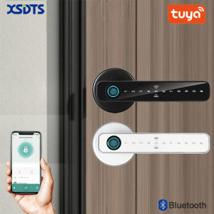 XSDTS Tuya Fingerprint Door Lock Digital Electronic Lock with Password/Key/IC Card/ Smartlife/ Tuya APP Unlock
