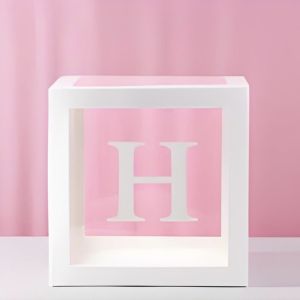 1PC White Clear Balloon Box with 26 Letters Transparent Square Decorative Box for Wedding Baby Shower Party Backdrop Decoration