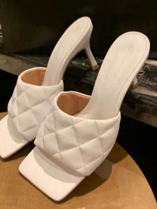 French Style High Heel Sandals Womens Fashion Summer Popular Square Head Leather Thin Heel Open Toe Strap Slippers Outdoor Wear