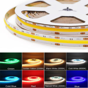 12V 24V COB LED Strip Light Flexible Tape Diode 320Led/M 5m High Density Warm Nature Cool White Linear Dimmable