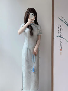 Đầm Xanh Phong Cách Trung Quốc Cải Tiến