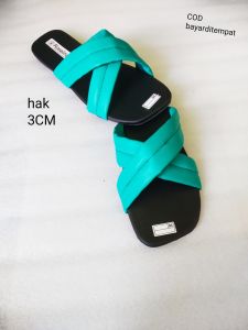 sandal wanita HaK 3CM model heel silang terbaru COD ZIze 36 & 41 multi warna