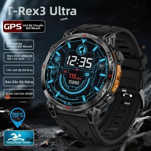 Đồng Hồ Thông Minh VWAR T-rex 3 Ultra GPS Màn Hình AMOLED 1.56 Inch Tích Hợp La Bàn Đo Độ Cao Khí Áp Gọi Bluetooth Chống Nước Theo Dõi Sức Khỏe Dành Cho Nam