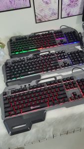 Bàn Phím Chuột Giả Cơ Gaming Cao Cấp Có Dây LED RGB Khung Kim Loại Có Đệm Kê Tay