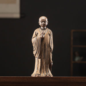 Ceramic Artisanal Figurine Zen Little Monk Tea Pet New Chinese Style Living Room Desktop Display Shelf Character Decoration