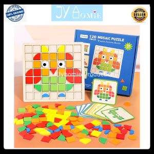 Wooden Toys Children Puzzle Board Game Wooden Pattern Blocks Puzzle Game Wooden Toys Kid Early Learning Montessori Toys Mainan Susun Mainan Kanak