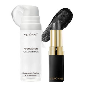 Bộ Phấn Nền Trắng Tinh Khiết & Son Bóng Đen Dành Cho Trang Điểm Sân Khấu Cosplay Kiểu Hề Tiệc Halloween Pha Màu Sơn Body Dạng Lỏng