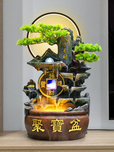 Artificial Mountain and Fountain Living Room Desktop Circulating Water Bring In Wealth and Treasure Fengshui Wheel Office Fortune Cornucopia Decoration