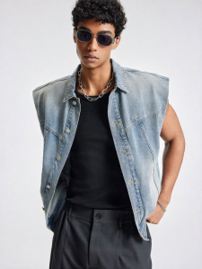 BODYDREAM | Rugged Aged Denim Sleeveless Jacket
