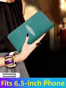 SIFULUN | Stylish Pearl Fishskin Pattern Long Wallet Leather Zipper Handbag